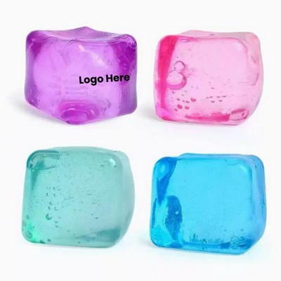 Malt Sugar Ice Cube Squishy Clear Stress Relief Squeeze Toy